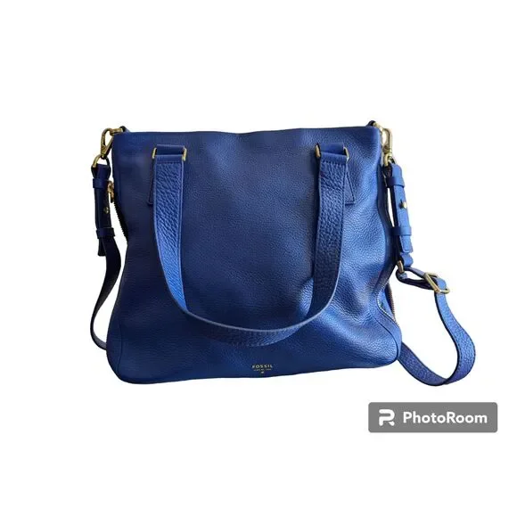 Fossil Royal Blue Leather Crossbody Bag - Picture 1 of 15